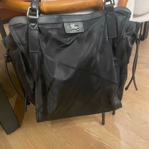 Authentic Burberry Black nylon Tonal Check Tote